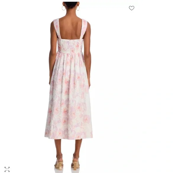 AQUA Eyelet Bustier Midi Dress – XS – White/Pink – NWT - Picture 4 of 4